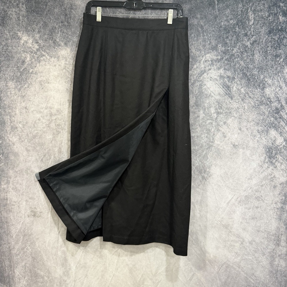 BICE Women’s Black Wool Maxi Skirt Size 14 Long Straight Lined Career Formal